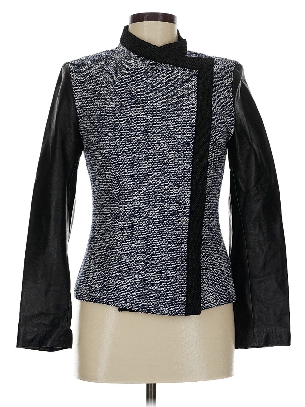 St John Black Tweed Moto Style Jacket - Sz 6 - Picture 4 of 10